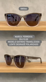Óculos de Sol Ferrovia Feminino Gatinho Translúcido com Lente Degrade Polarizadas em Acetato 580564 Óculos de Sol Ferrovia Feminino Gatinho Translúcido com Lente Degrade Polarizadas em Acetato 580564