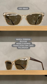 Óculos de Sol Ferrovia Feminino Gatinho Translucido Lente Polarizada em Acetato 580625