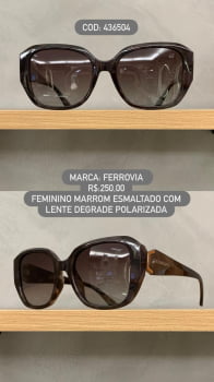 Óculos de Sol Ferrovia Feminino Marrom Esmaltado com Lente Degrade polarizada em Acetato 436504