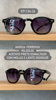 Óculos de Sol Ferrovia Feminino Preto com Lente Degrade em Acetato 571134 C4
