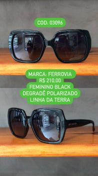 Óculos de Sol Ferrovia Feminino Quadrado Polarizado Preto Acetato Degradê Linha da Terra 03096