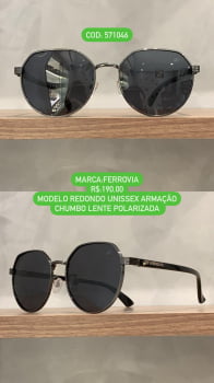 Óculos de Sol Ferrovia Feminino Redondo com armação chumbo Lente Polarizada Metal 571046