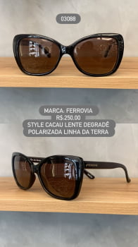 Óculos de Sol Ferrovia Feminino Style Cacau Lente Degrade Polarizada Linha da Terra em Acetato 03088 Óculos de Sol Ferrovia Feminino Style Cacau Lente Degrade Polarizada Linha da Terra em Acetato 03088