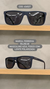 Óculos de Sol Ferrovia Masculino Azul Fosco com lente Polarizada em Acetato 436527