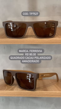 Óculos de Sol Ferrovia Masculino Cacau com Perna Amadeirada em Bambu Lente Cacau Acetato Polarizado 3211TP7412