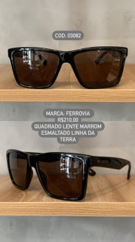 Óculos de Sol Ferrovia Masculino Cacau Esmaltado Quadrado Lente Cacau Acetato Linha Da Terra Feito a Mão 03082