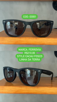 Óculos de Sol Ferrovia Masculino Cacau Fosco Quadrado Lente Cacau Acetato Linha Terra Feito a Mão 03001