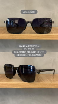 Óculos de Sol Ferrovia Masculino Chumbo Quadrado Metal com Lente Degradê polarizado 436467