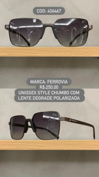 Óculos de Sol Ferrovia Masculino Chumbo Quadrado Metal com Lente Degradê polarizado 436467