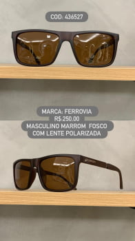 Óculos de Sol Ferrovia Masculino Marrom Fosco com lente Polarizada em Acetato 436527
