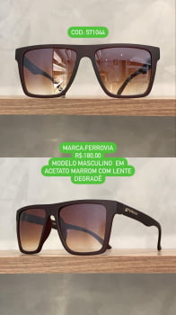 Óculos de Sol Ferrovia Masculino Marrom Fosco Style Quadrado Acetato Lente marrom Degrade 571044