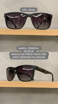 Óculos de Sol Ferrovia Masculino Preto Fosco com Lente degrade Polarizada em Acetato 436464