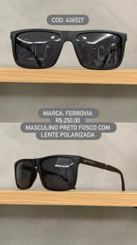 Óculos de Sol Ferrovia Masculino Preto Fosco com lente Polarizada em Acetato 436527