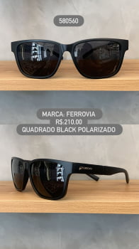 Óculos de Sol Ferrovia Masculino Preto Fosco com Lentes Pretas Polarizadas em Acetato 580560 Óculos de Sol Ferrovia Masculino Preto Fosco com Lentes Pretas Polarizadas em Acetato 580560