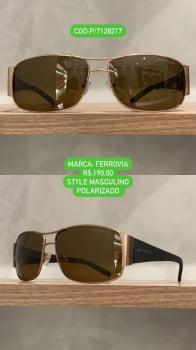 Óculos de Sol Ferrovia Masculino Style Polarizado Lente Marrom Metal e Acetato P/7128217
