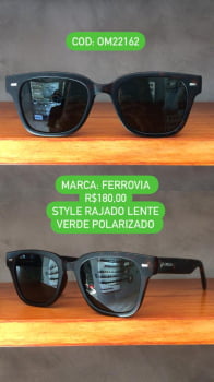 Óculos de Sol Ferrovia Style Rajado Acetato Lente Verde Polarizado OM22162
