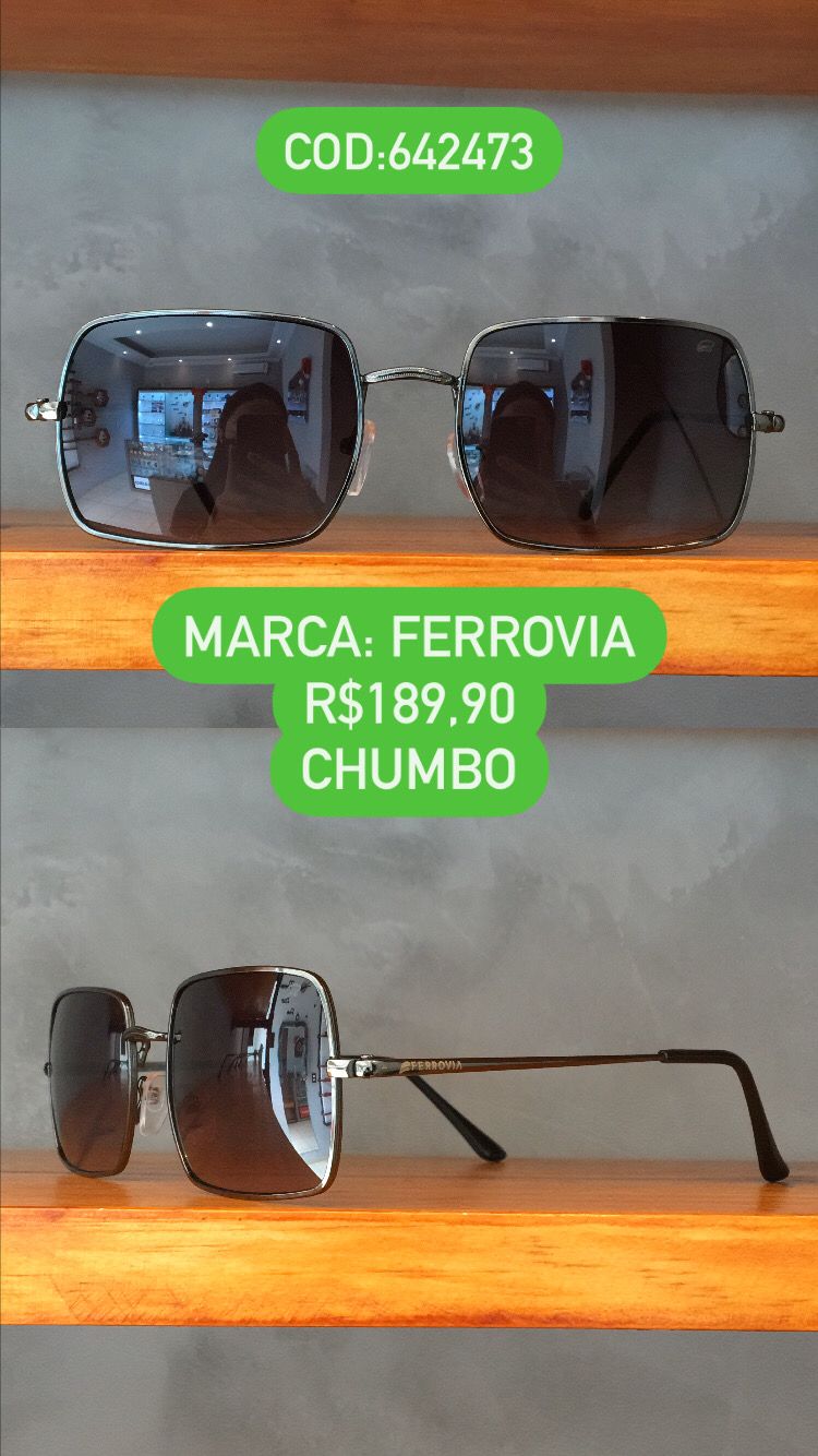 Óculos de Sol Ferrovia Masculino Chumbo Com Lente Degrade Metal Quadrado 642473