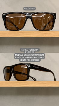 Óculos de Sol Ferrovia Masculino Cacau Esmaltado Quadrado Lente Cacau Acetato Polarizado Linha da Terra 03037