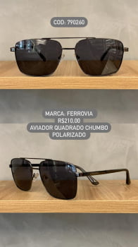 Óculos de Sol Ferrovia Unissex Chumbo Aviador Quadrado Ponte Alta Metal Lente Polarizada 790260
