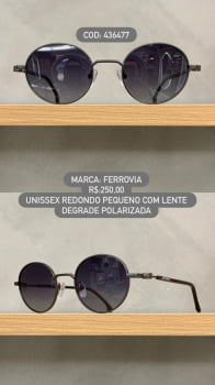 Óculos de Sol Ferrovia Unissex Chumbo Redondo com Lente Degradê polarizado em Metal 436477