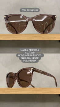 Óculos de Sol Ferrovia Unissex Translucido Esmaltado Redondo em Acetato com lente Polarizada BC-HA5106