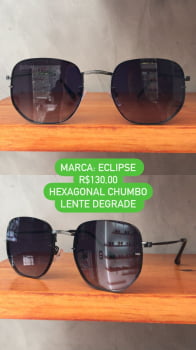 Óculos de Sol Eclipse Hexagonal Chumbo com Lente Degradê