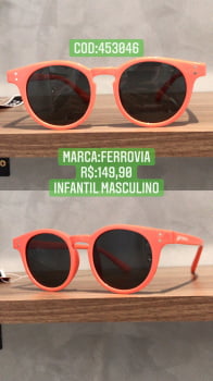 Óculos de Sol Infantil Masculino Polarizado Laranja com Lente Preta Ferrovia 453046 