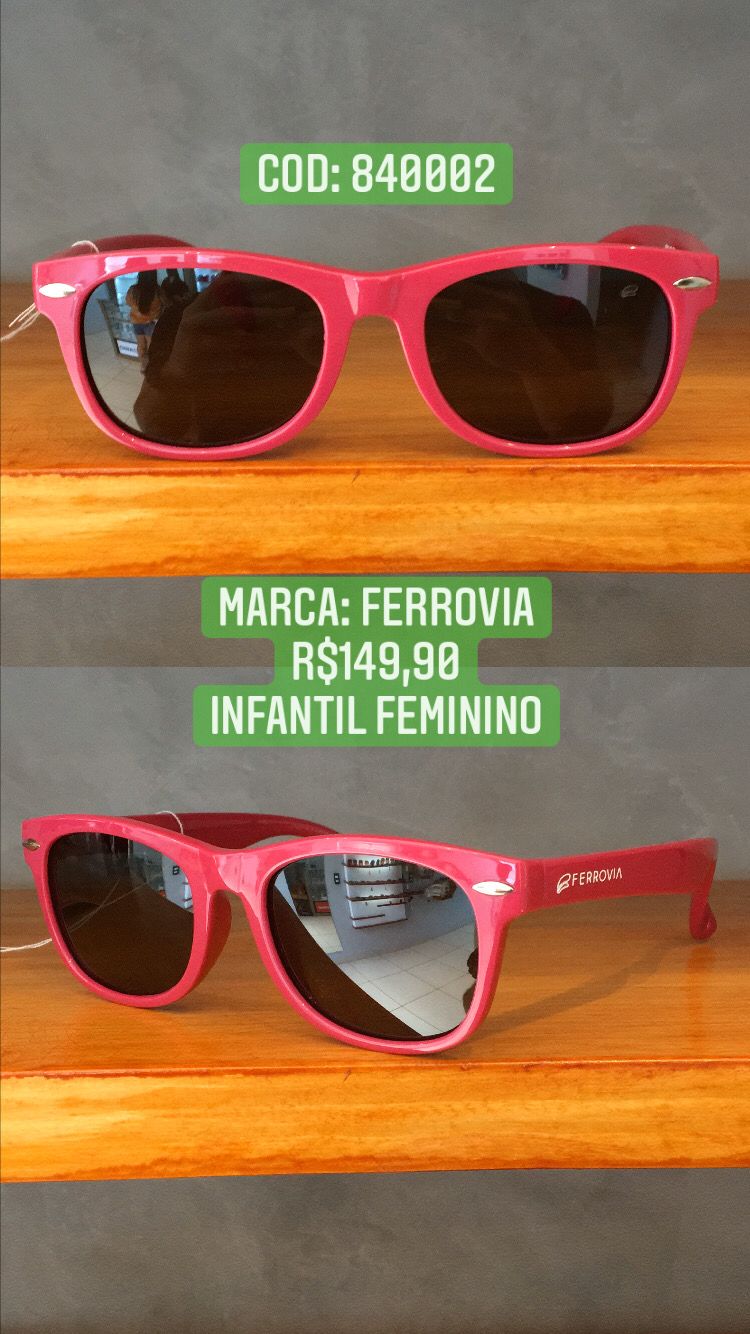 Óculos de Sol Ferrovia Infantil Feminino Polarizado Rosa Com Lente Preta  840002