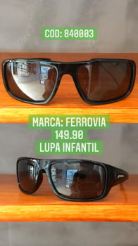 Óculos de Sol Infantil Masculino Lupa Flexível Polarizado Preto Com Lente Preta Ferrovia - 840003