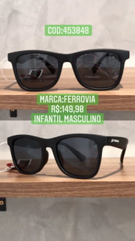 Óculos de Sol Infantil Masculino Polarizado Preto com Lente Preta Fosco Ferrovia 453048