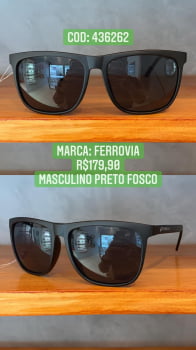 Óculos de Sol Masculino Acetato Preto Fosco Ferrovia 436262