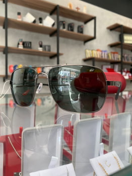 Óculos de Sol Masculino Aviador Ponte Alta Metal Lente Verde Polarizado Ferrovia 642649