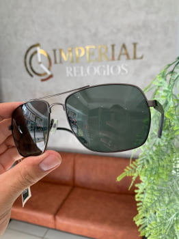 Óculos de Sol Masculino Aviador Ponte Alta Metal Lente Verde Polarizado Ferrovia 642649