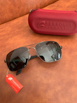 Óculos de Sol Masculino Aviador Ponte Alta Metal Lente Verde Polarizado Ferrovia 642649