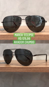 Óculos de Sol Aviador Retrô Chumbo Metal Eclipse HT2126P