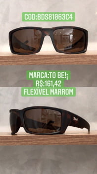 Óculos de Sol Masculino Lupa Esportivo Polarizado Marrom e Flexível com Lente Marrom To Be BDS81063-C4