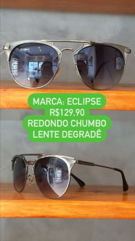 Óculos de Sol Masculino Metal Redondo com Ponte Chumbo Lente Dégradé Eclipse UV400