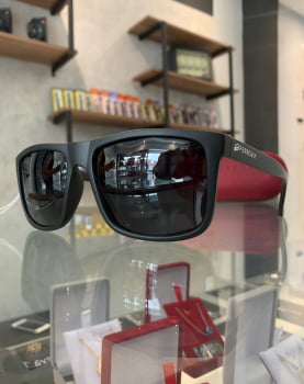Óculos de Sol Masculino Polarizado Quadrado Preto em Acetato Ferrovia 432694