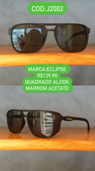 Óculos de Sol Masculino Quadrado Alok Marrom Acetato Lente Marrom Eclipse J2002