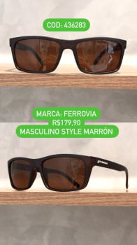 Óculos de Sol Ferrovia Masculino Cacau Fosco Quadrado Lente Cacau Acetato 436283