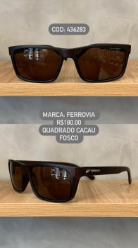 Óculos de Sol Ferrovia Masculino Cacau Fosco Quadrado Lente Cacau Acetato 436283