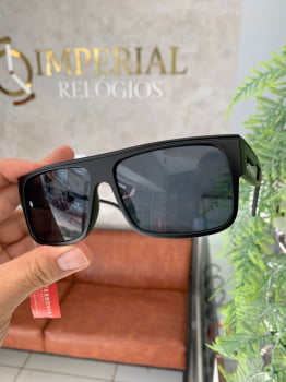 Óculos de Sol Ferrovia Masculino Preto Fosco Quadrado Acetato 436341