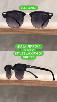 Óculos de Sol Unissex Style Acetato/Metal Preto Ferrovia 642658