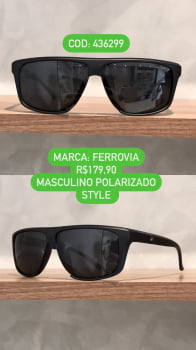 Óculos de Sol Masculino Style Polarizado em Acetato Azul e Preto Ferrovia 436299