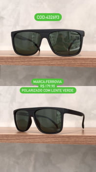 Óculos de Sol Masculino Style Polarizado Preto Lente Verde Ferrovia 432693