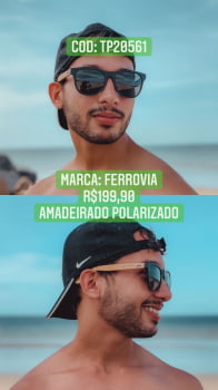 Óculos De Sol Polarizado Amadeirado Masculino Acetato Ferrovia TP20561