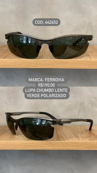 Óculos de Sol Ferrovia Masculino Chumbo Style  com Lente Verde Polarizado Metal 642652