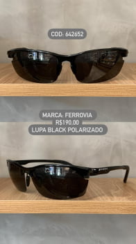 Óculos de Sol Ferrovia Masculino Preto Style com Lente Preta Polarizado Metal 642652