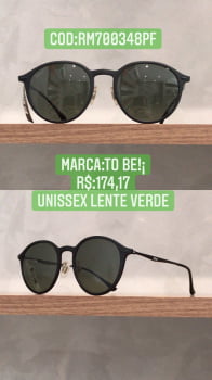 Óculos De Sol To Be Redondo Unissex Lente verde Com Armação em metal RM700348PF