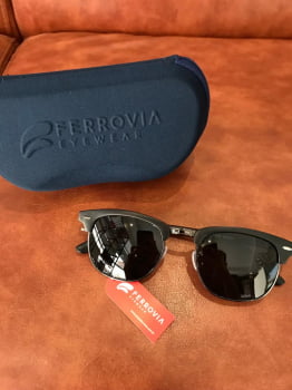 Óculos de Sol Ferrovia Unissex Polarizado Preto Acetato com Lente Preta 443007